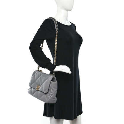 Chanel Lambskin Quilted Large Chanel 19 Flap Grey 2 of 12