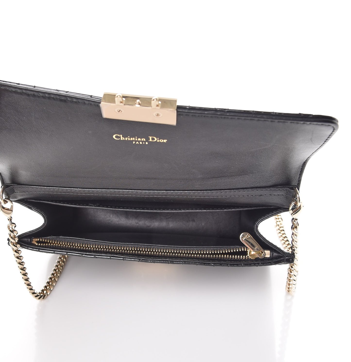 Patent Cannage Miss Dior Promenade Pouch Black