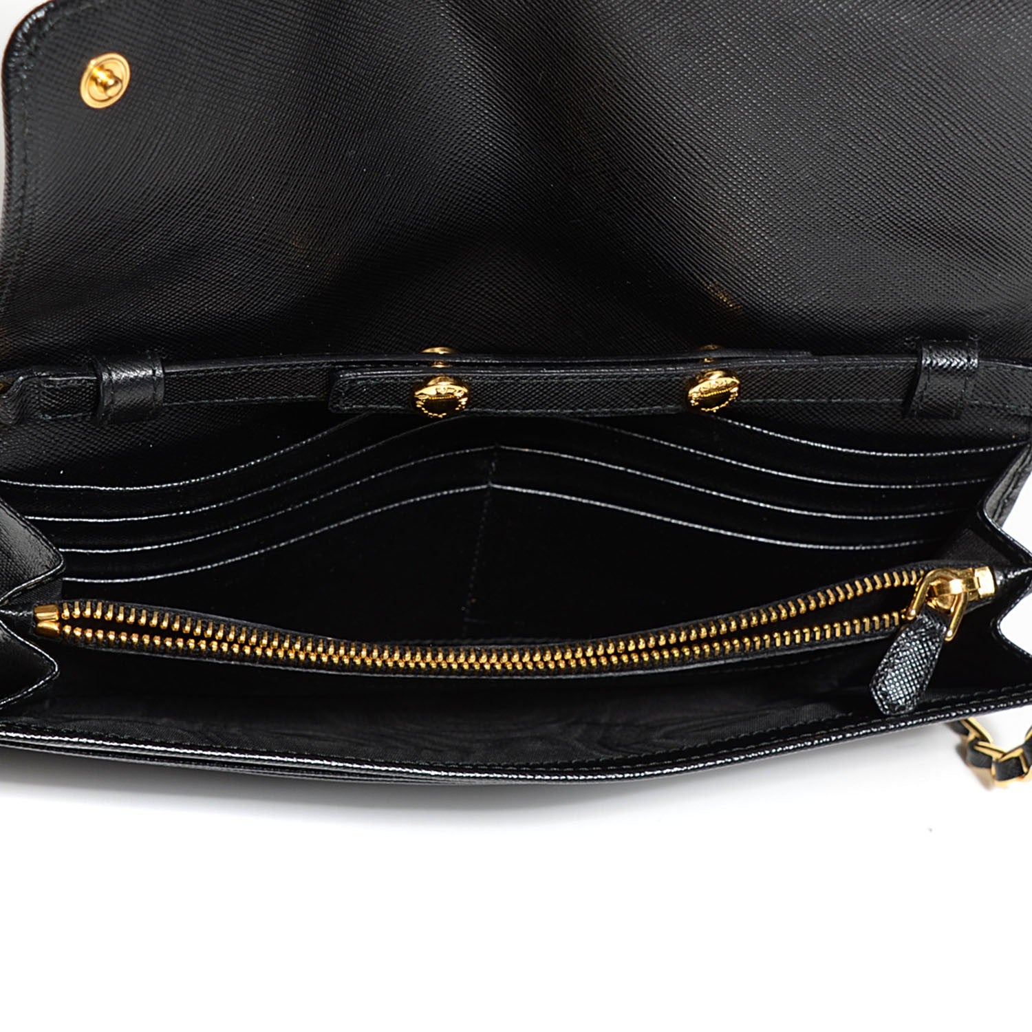 Prada Saffiano Metal Oro Chain Nero Black 5 of 8
