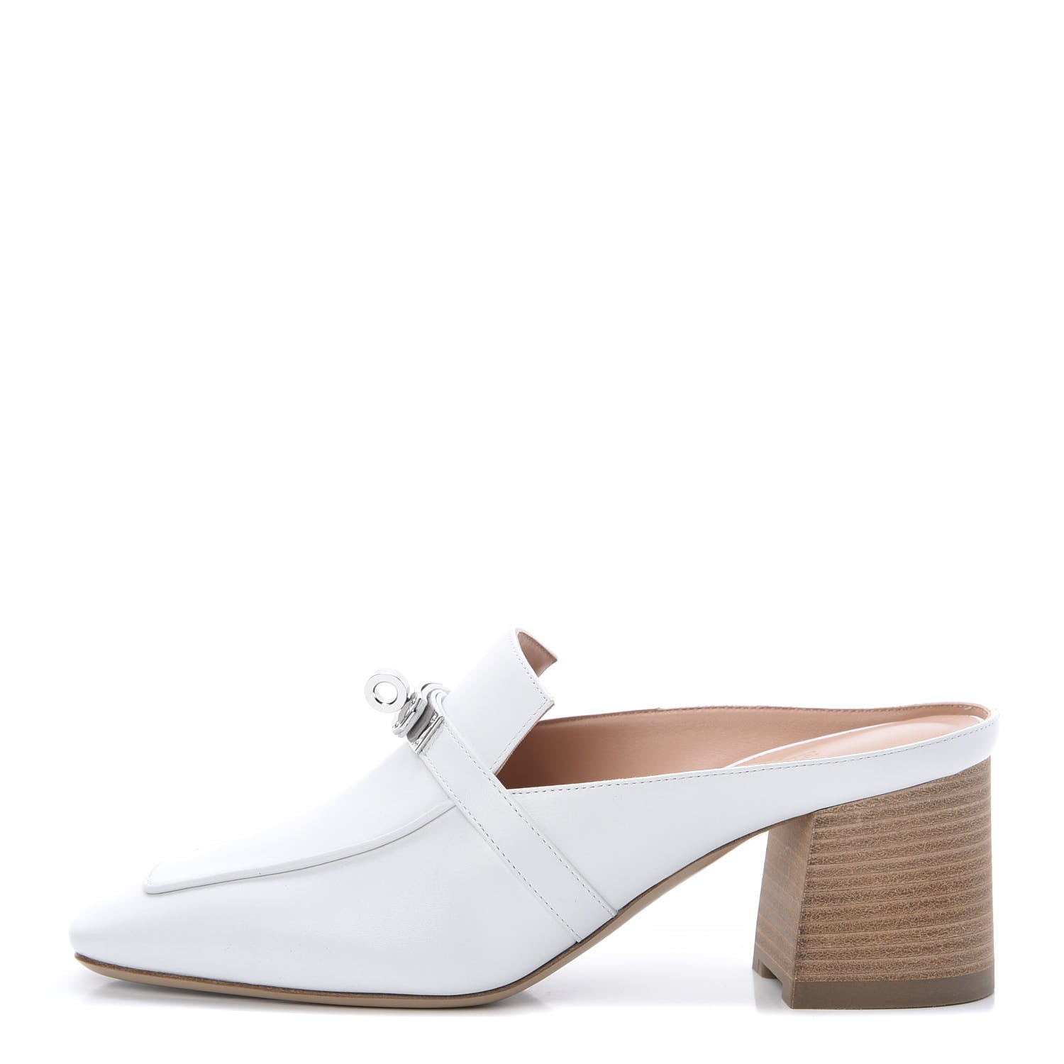 Hermes Calfskin Blossom Mules 38 White 1 of 9