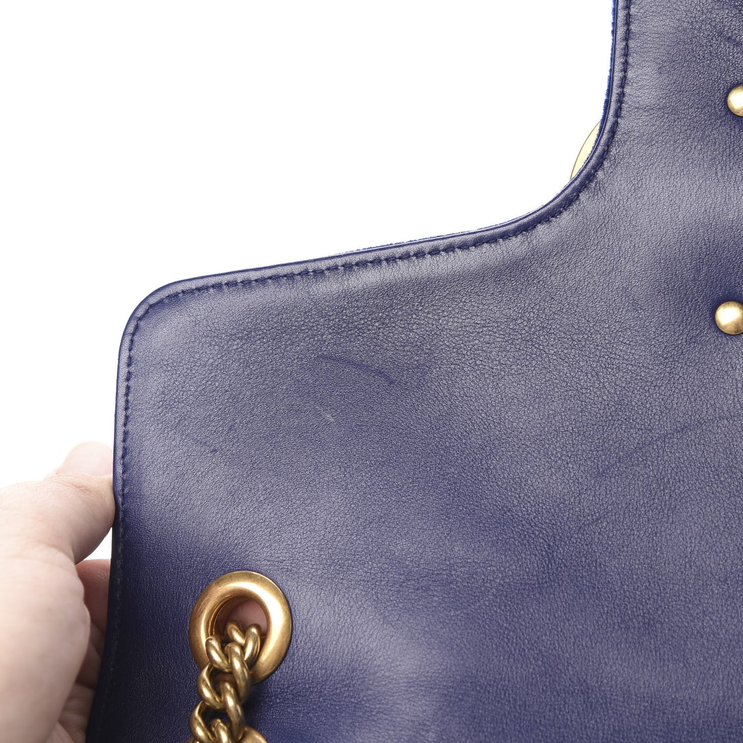 Velvet Matelasse Medium GG Marmont Shoulder Bag Cobalt Blue