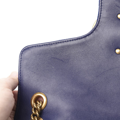 Gucci Velvet Matelasse Medium GG Marmont Shoulder Bag Cobalt Blue 13 of 14