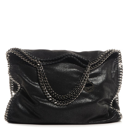 Stella McCartney Faux Leather Shaggy Deer Falabella Fold Over Tote Black 1 of 8