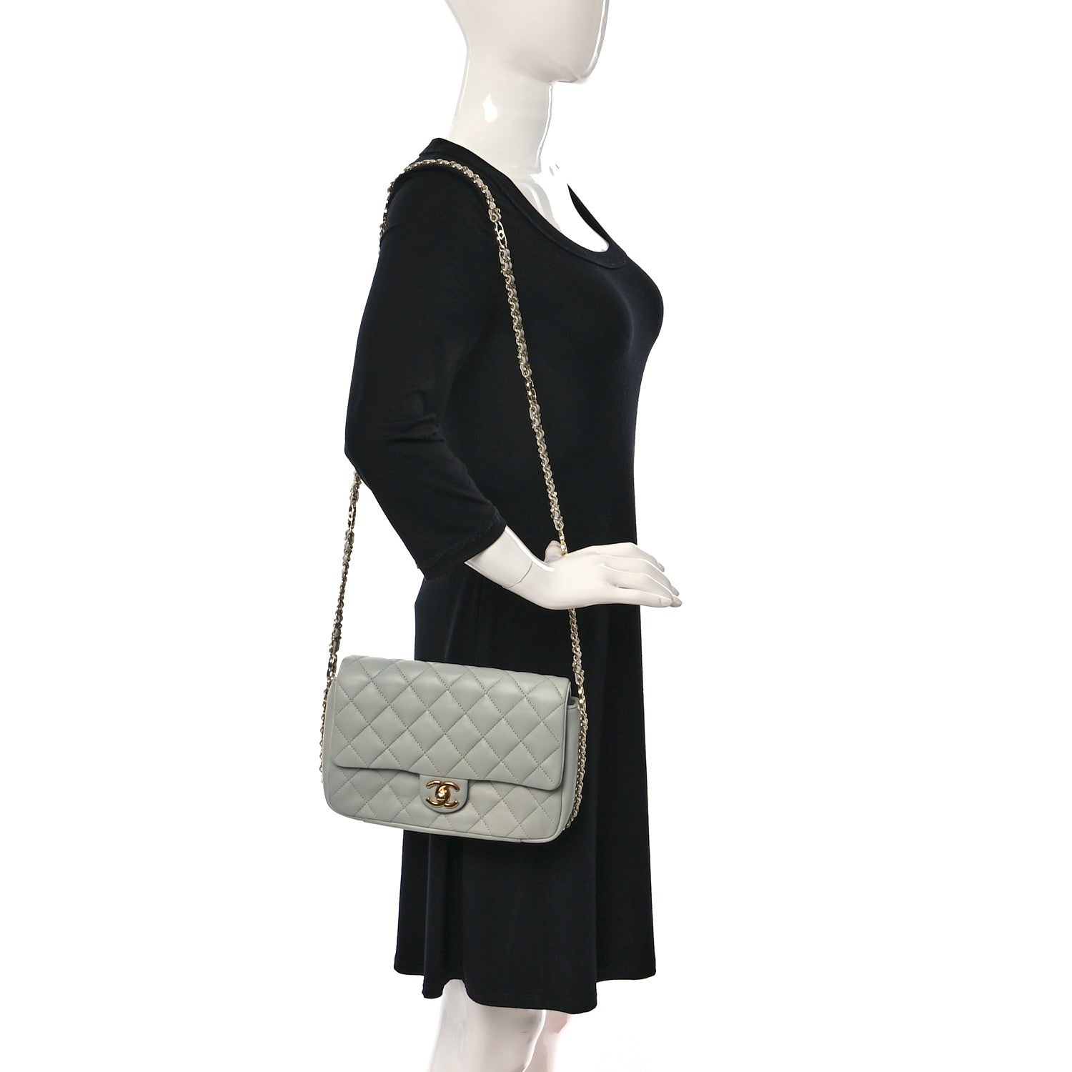 Chanel Lambskin Quilted Small CC You Flap Light Grey 2 of 9