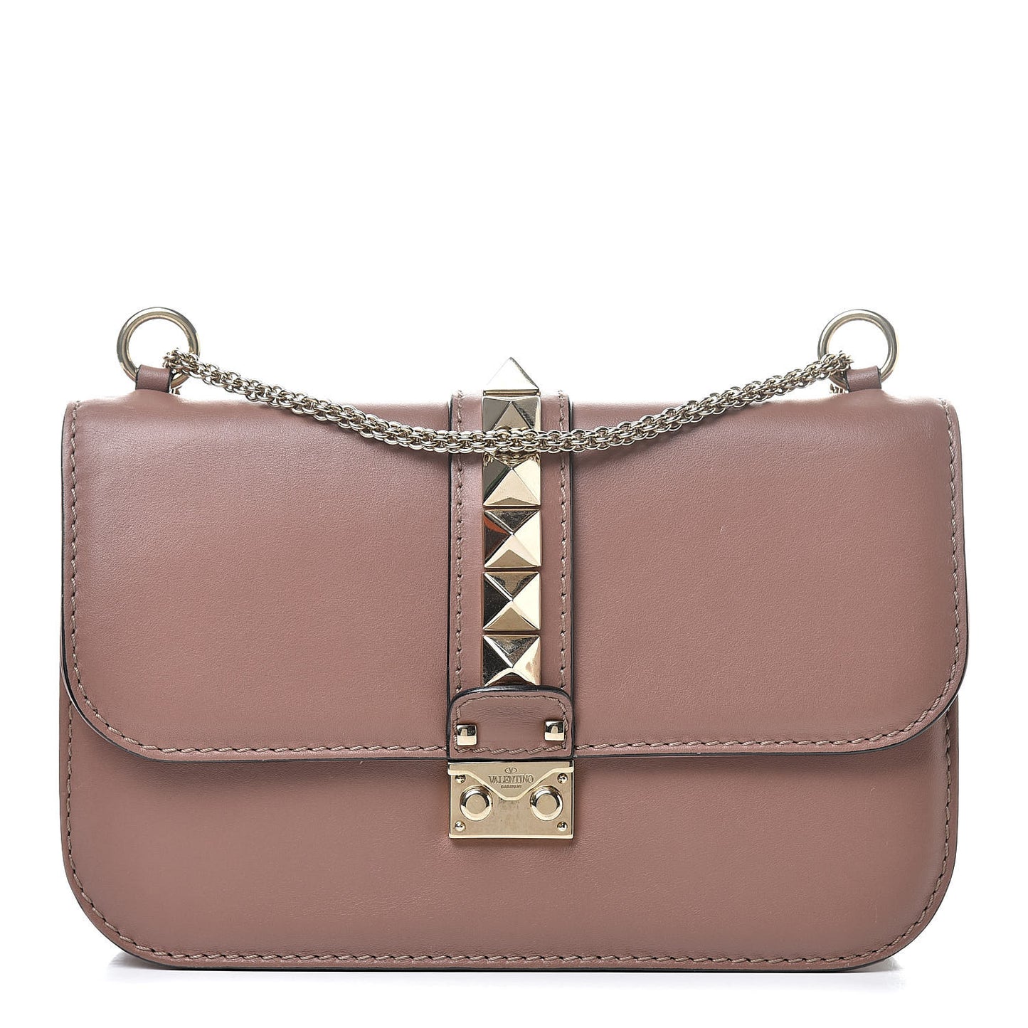 Vitello Medium Glam Lock Rockstud Flap Brownish