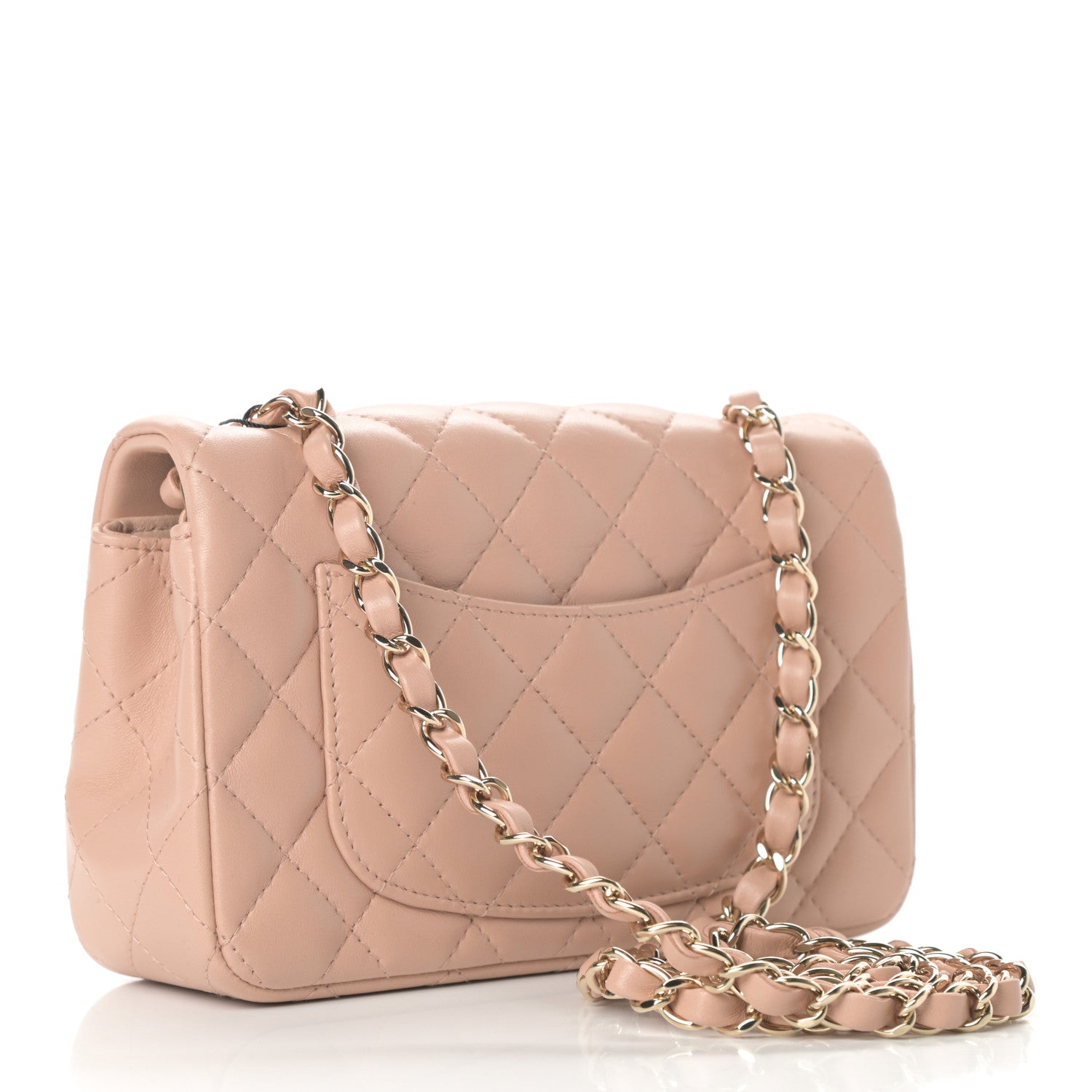 Chanel Lambskin Quilted Mini Rectangular Flap Beige 3 of 10