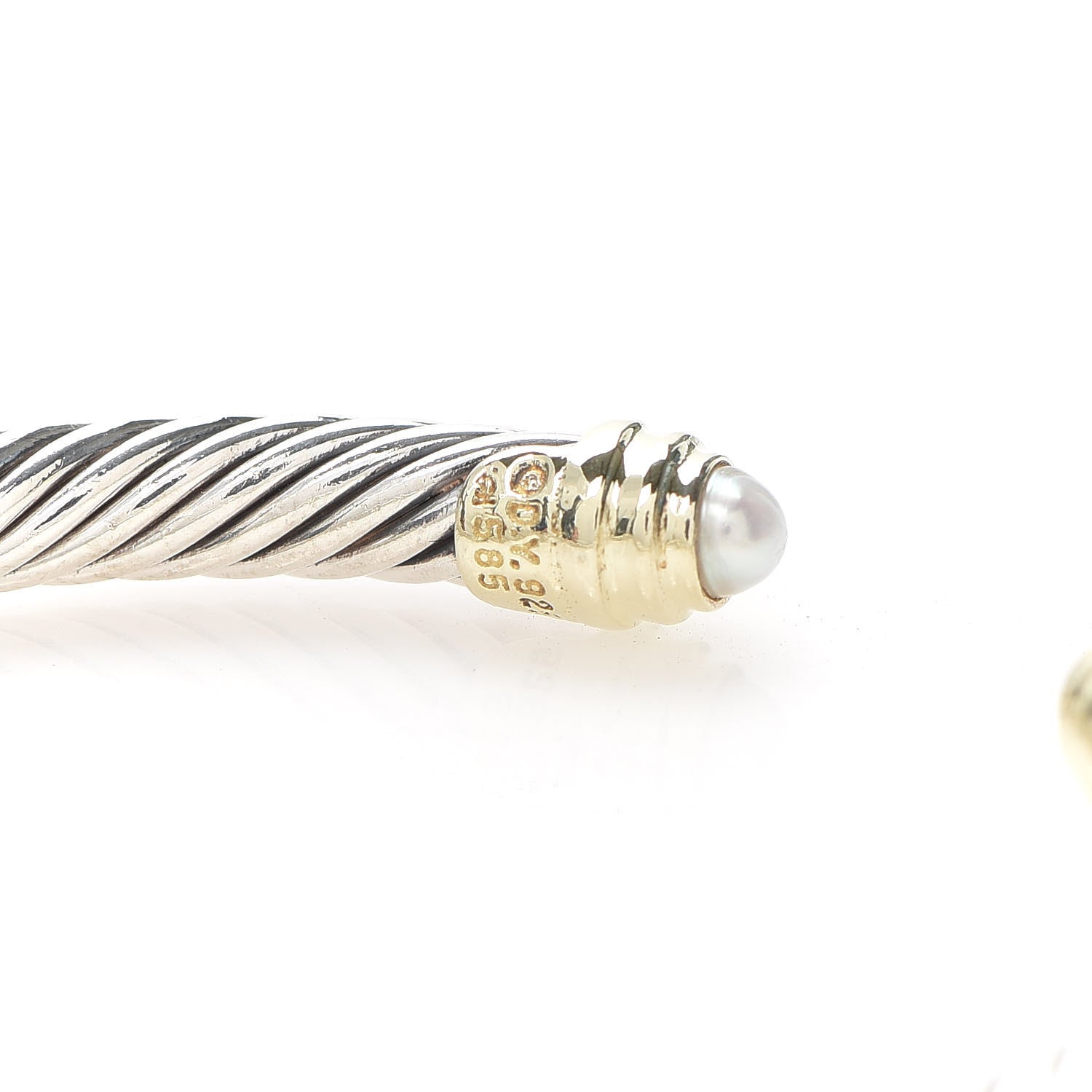 David Yurman Sterling Silver 14K Yellow Gold Pearl 5mm Cable Classics Petite Color Bracelet 4 of 4