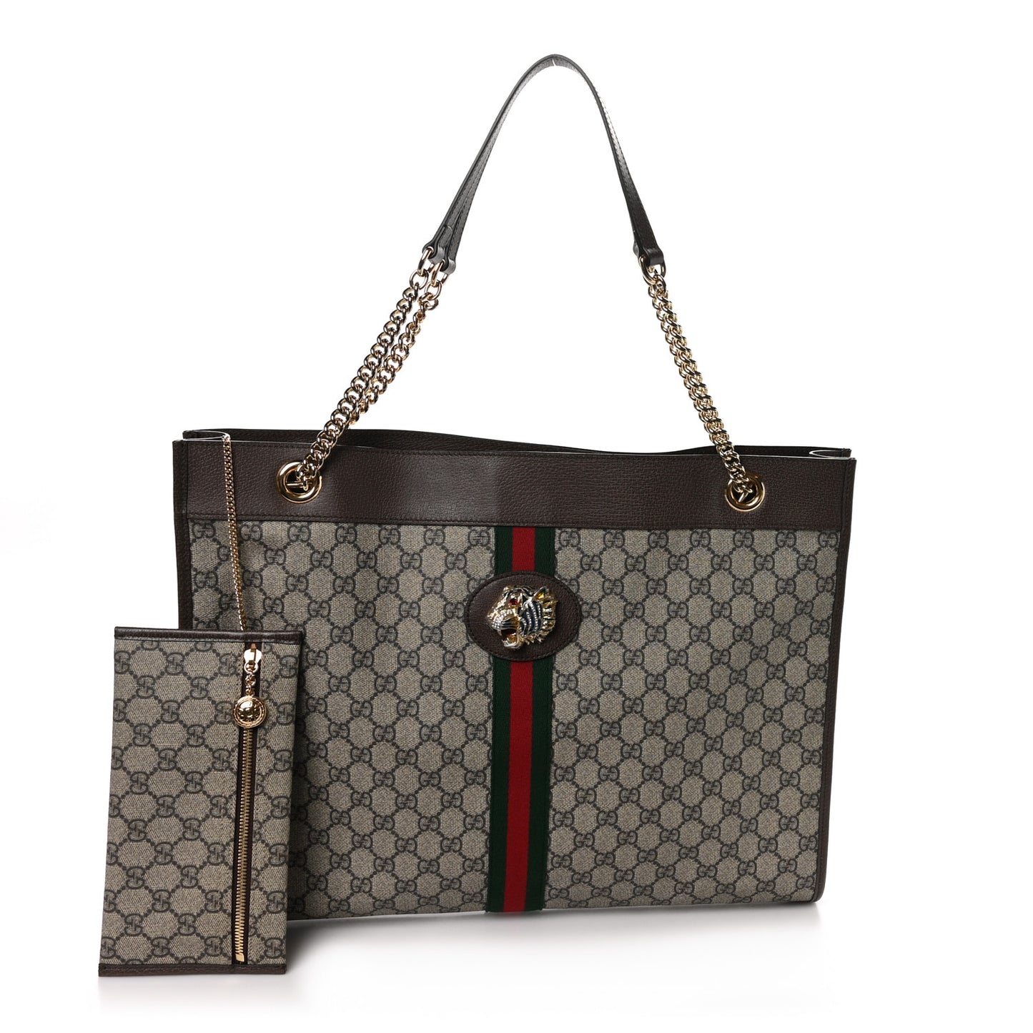 GG Supreme Monogram Large Rajah Chain Tote Beige New Acero