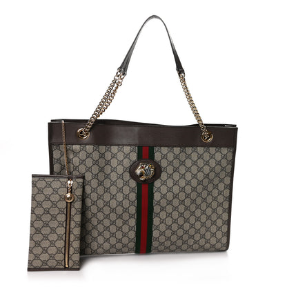 Gucci GG Supreme Monogram Large Rajah Chain Tote Beige New Acero 3 of 11