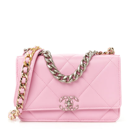 Chanel Lambskin Quilted Chanel 19 Wallet On Chain WOC Pink 1 of 11