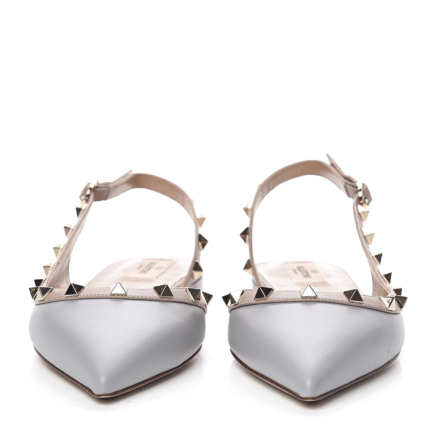 Valentino Garavani Nappa Rockstud Slingback Flats 39.5 Pastel Grey Poudre 2 of 9