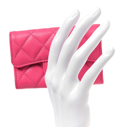 Chanel Caviar Quilted Flap Card Holder Wallet Pink 2 of 10