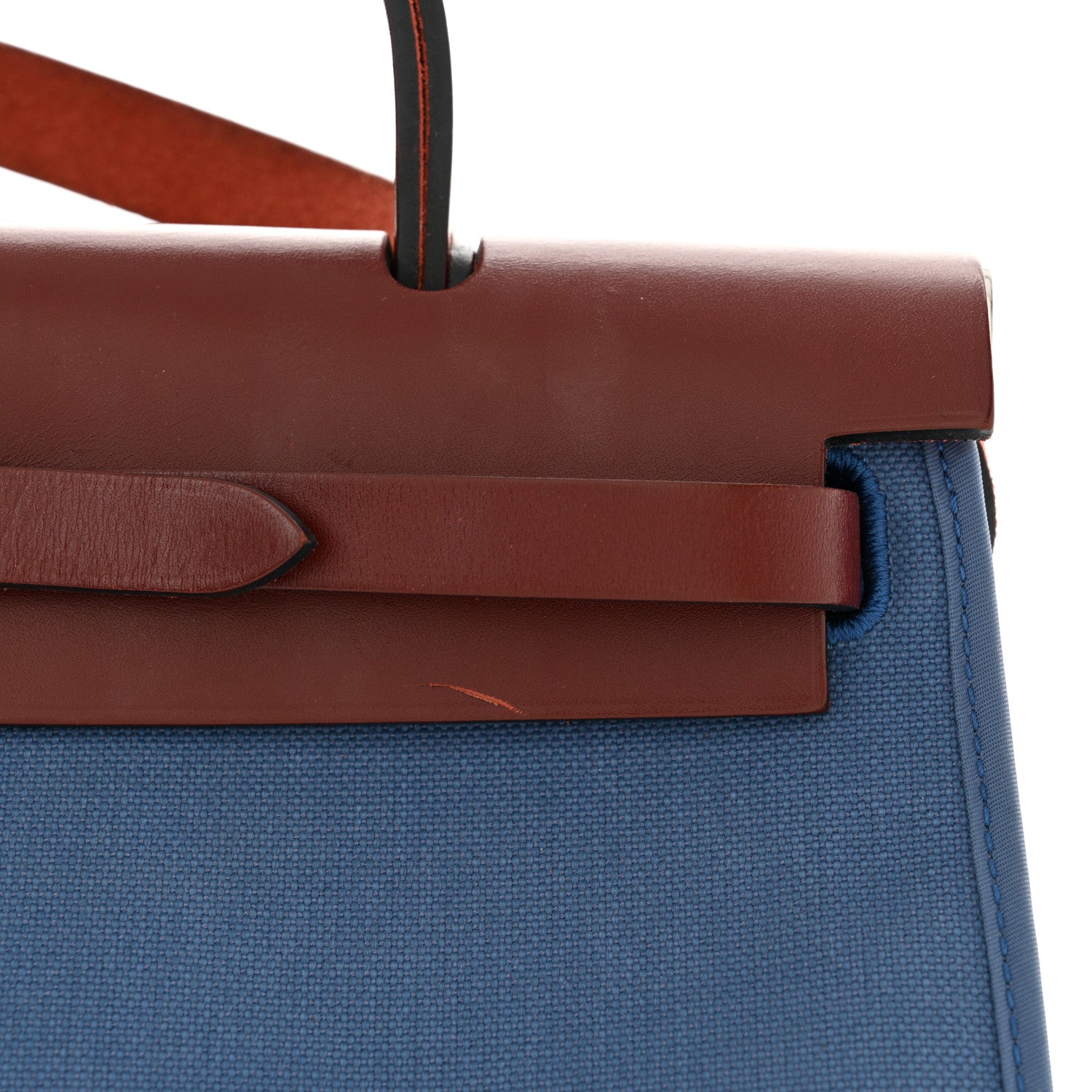 Hermes Vache Hunter Toile Militaire Herbag Zip 31 PM Bleu Agate Rouge H 12 of 13