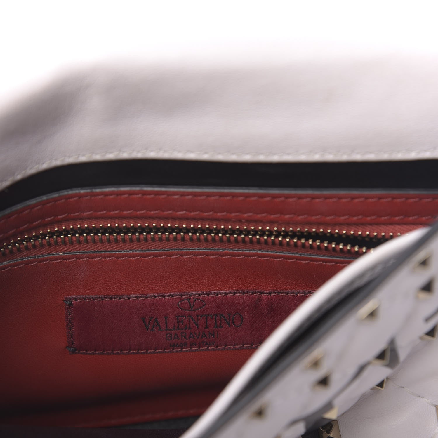 Valentino Garavani Lambskin VLTN Print Medium Rockstud Spike Shoulder Bag Optic White Black 6 of 13