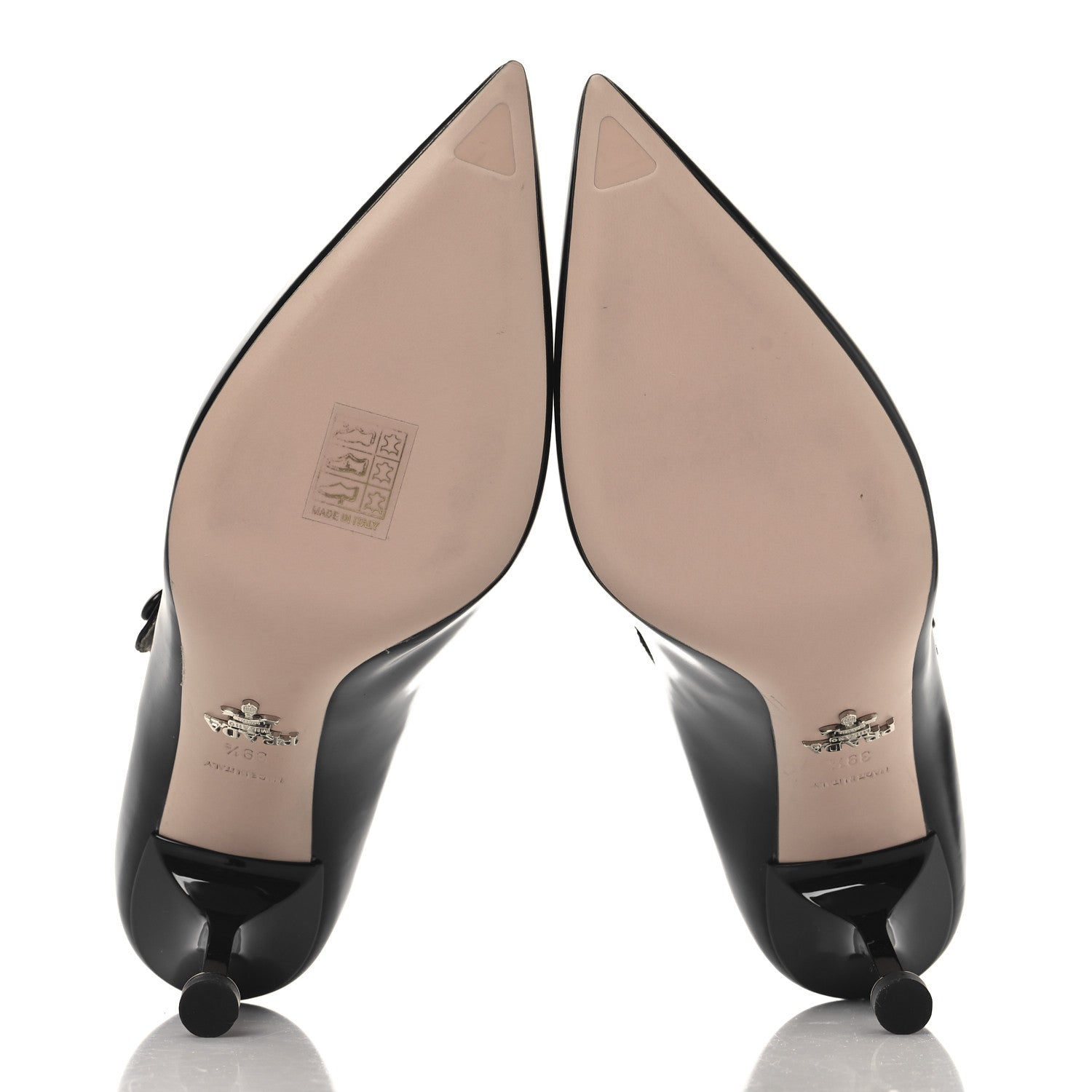 Prada Spazzolato Mary Jane Pumps 39.5 Black 6 of 9