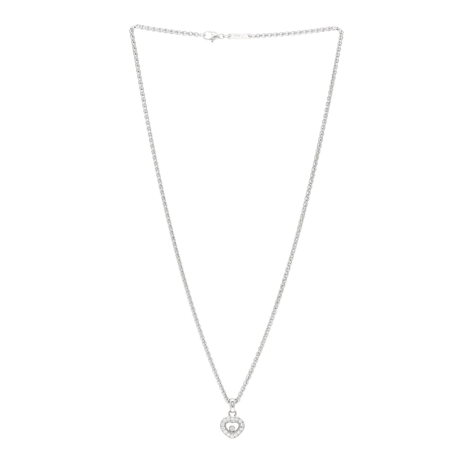 Chopard 18K White Gold Happy Diamonds Icons Heart Pendant Necklace 3 of 4