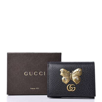 Gucci Pebbled Calfskin Butterfly Card Case Black 7 of 7