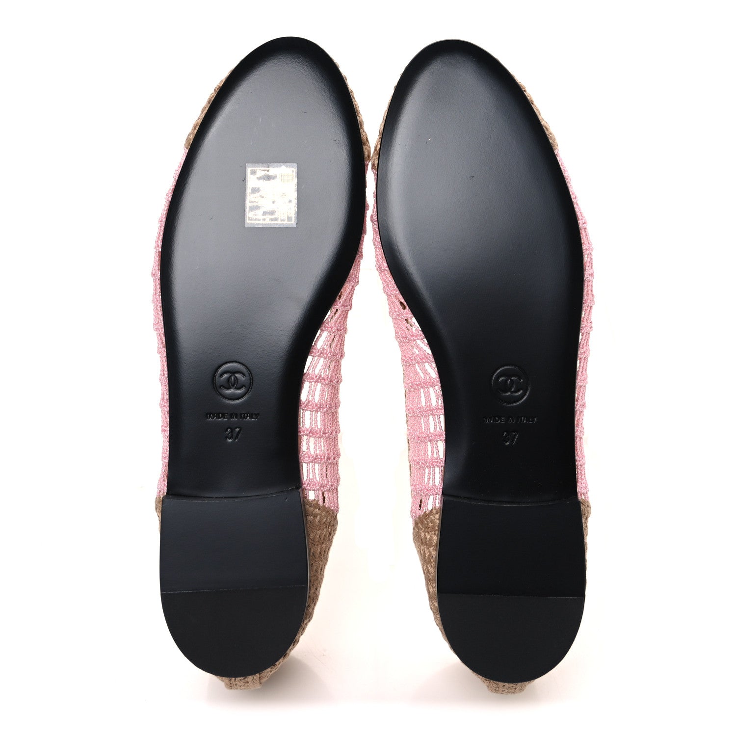 Chanel Raffia Cap Toe Ballerina Flats 37 Pink Beige 7 of 10