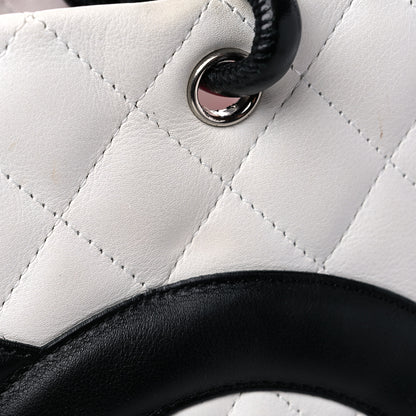 Chanel Calfskin Quilted Medium Cambon Tote White Black 18 of 18