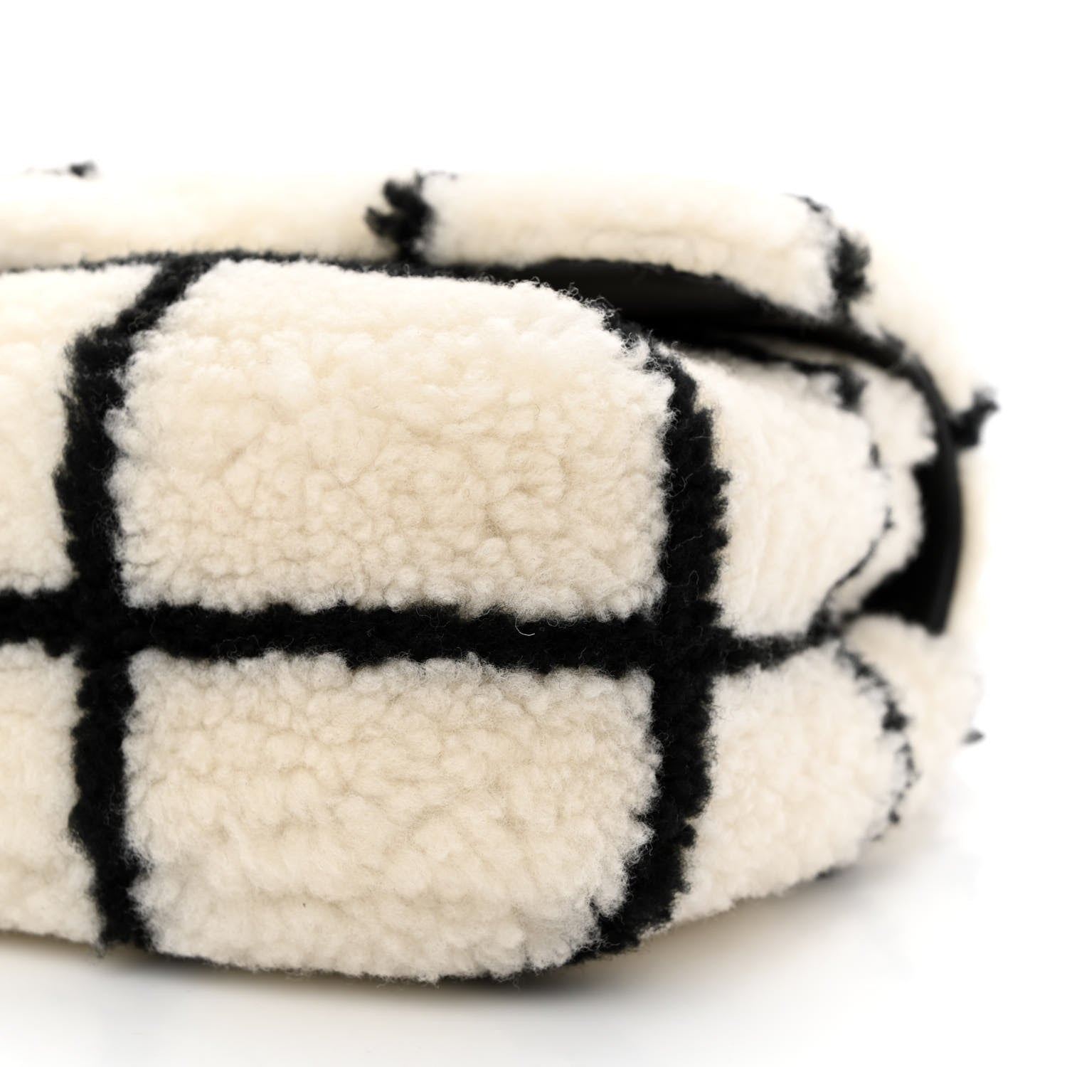 Chanel Shearling Lambskin Large Fluffy Tartan Single Flap White Black 10 of 10