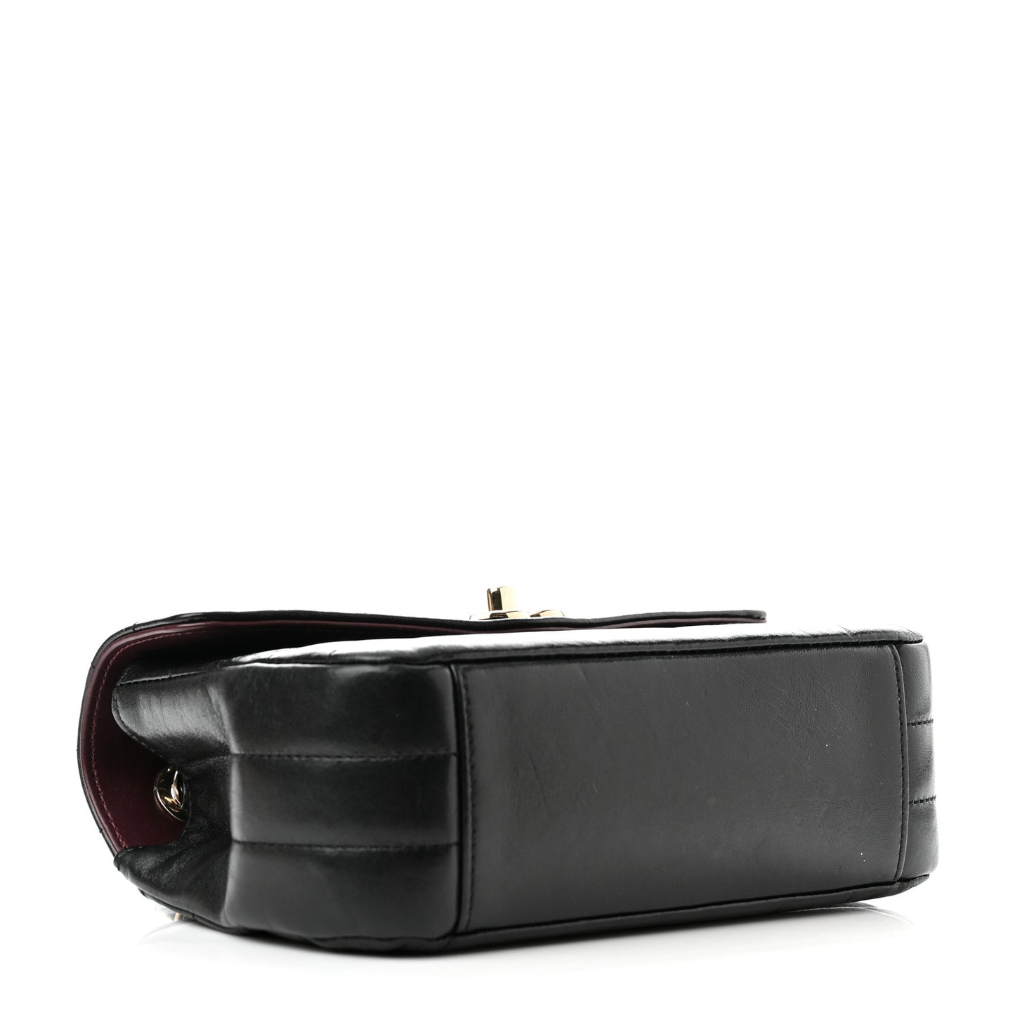 Shiny Lambskin Quilted Small Chevron Miroir Black
