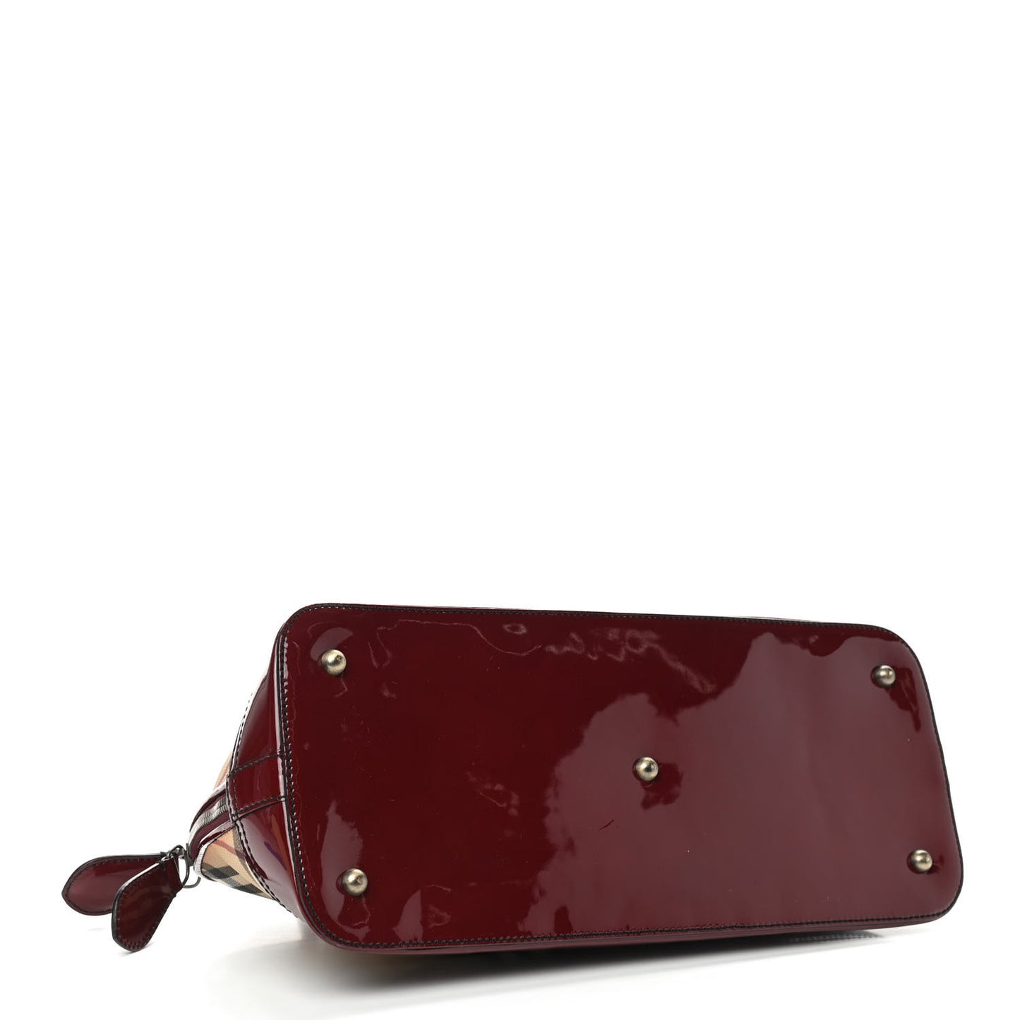 Patent House Check Shoulder Bag Red