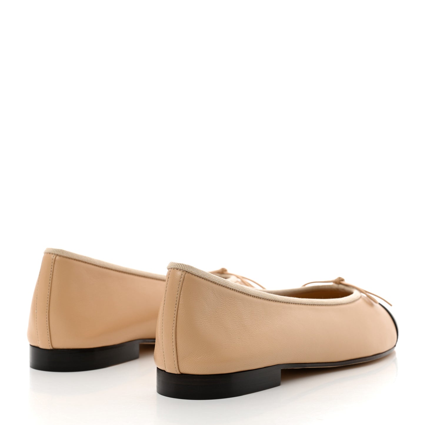 Lambskin Cap Toe CC Ballerina Flats 40 Beige Black