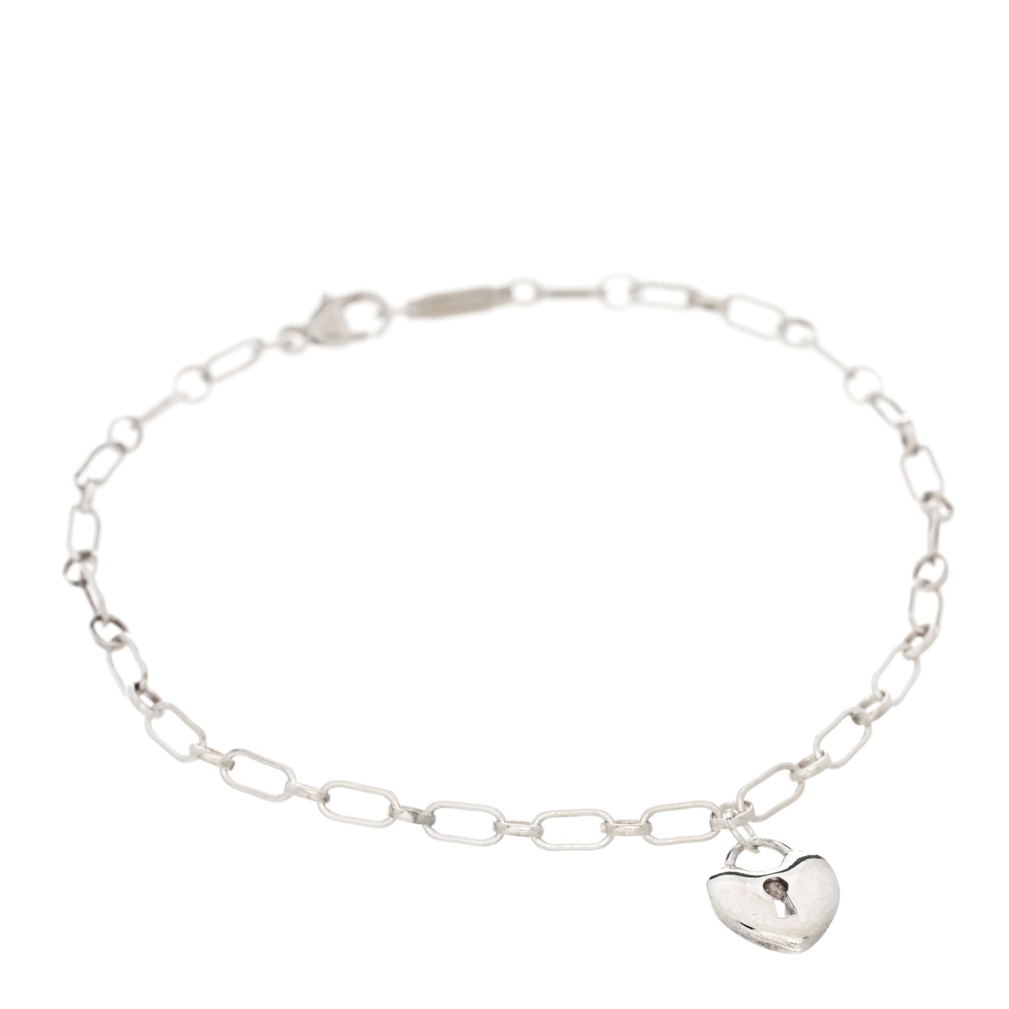 Sterling Silver Heart Lock Charm Bracelet