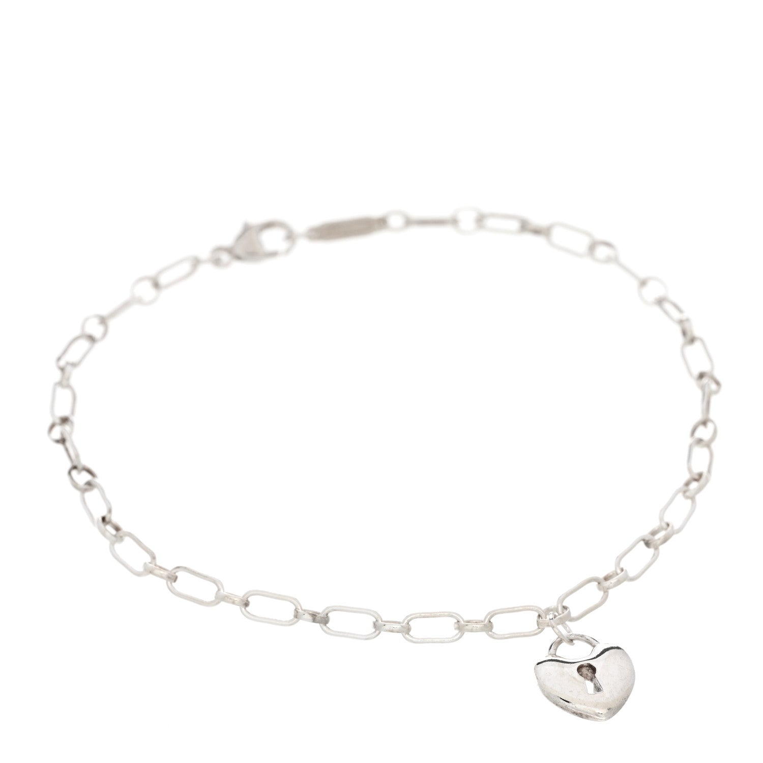 Tiffany Sterling Silver Heart Lock Charm Bracelet 1 of 3