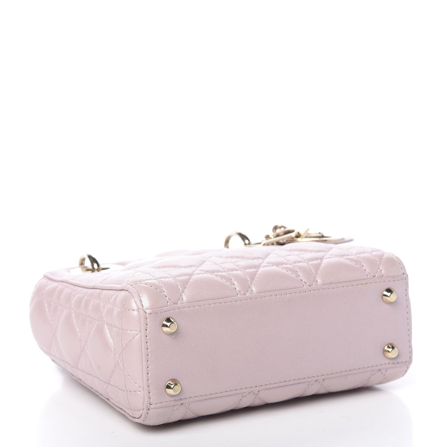 Metallic Lambskin Cannage Mini Lady Dior Lotus