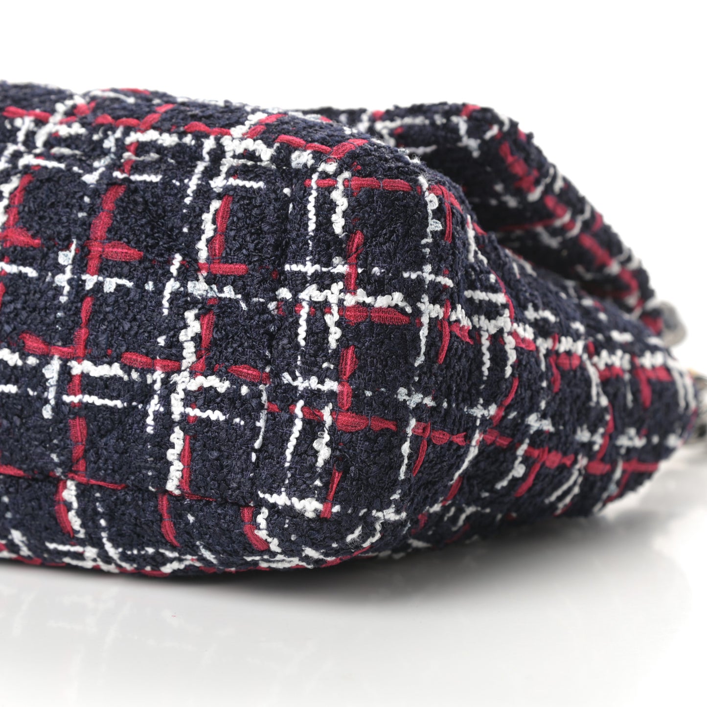 Tweed Quilted Large Chanel 19 Flap Navy Blue White Red