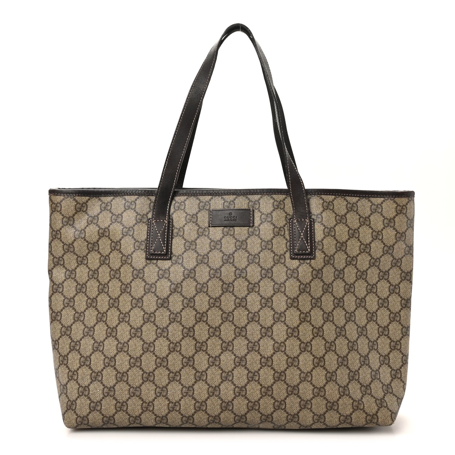 Gucci GG Supreme Monogram Medium Zippered Shopping Tote Dark Brown 1 of 11