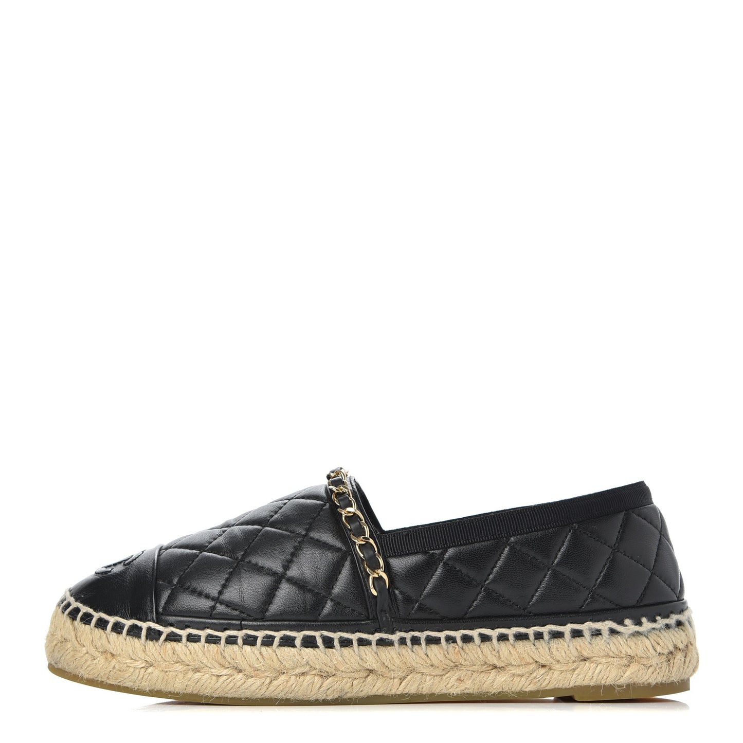 Lambskin Quilted CC Chain Espadrilles 36 Black