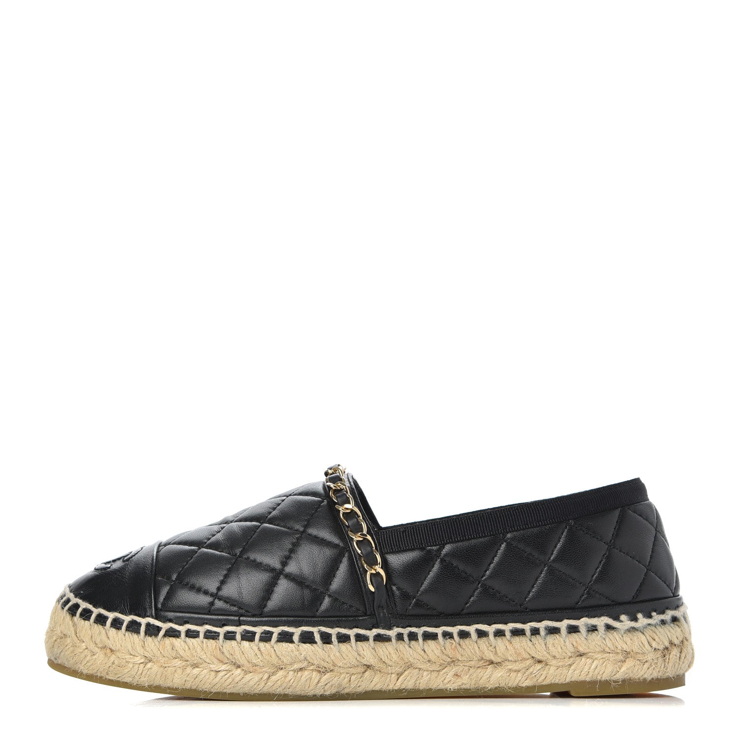 Chanel Lambskin Quilted CC Chain Espadrilles 36 Black 1 of 25