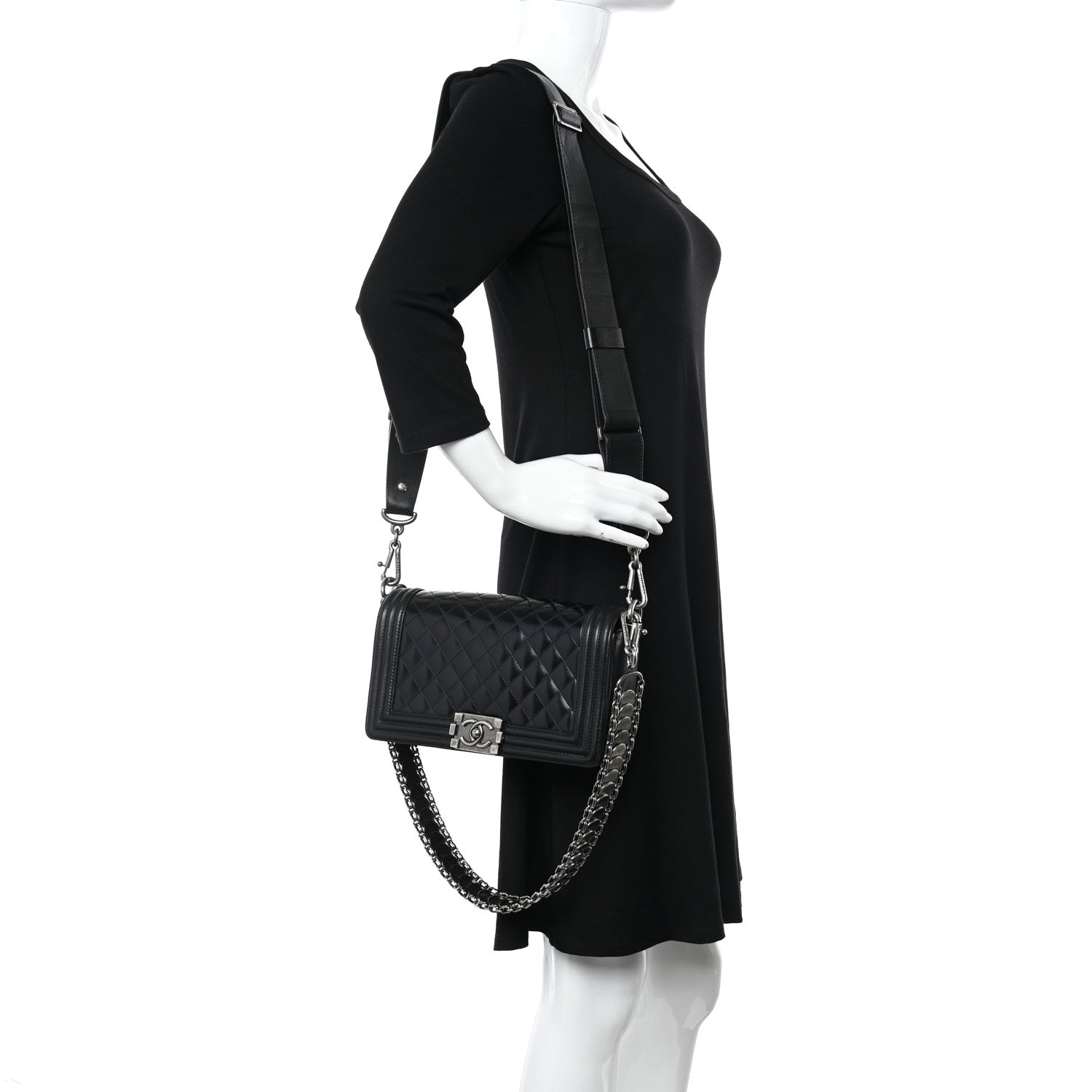 Chanel Patent Calfskin Quilted Paris Bombay Medallion Embellished Medium Boy Flap Black 2 of 10