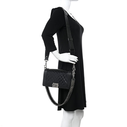 Chanel Patent Calfskin Quilted Paris Bombay Medallion Embellished Medium Boy Flap Black 2 of 10