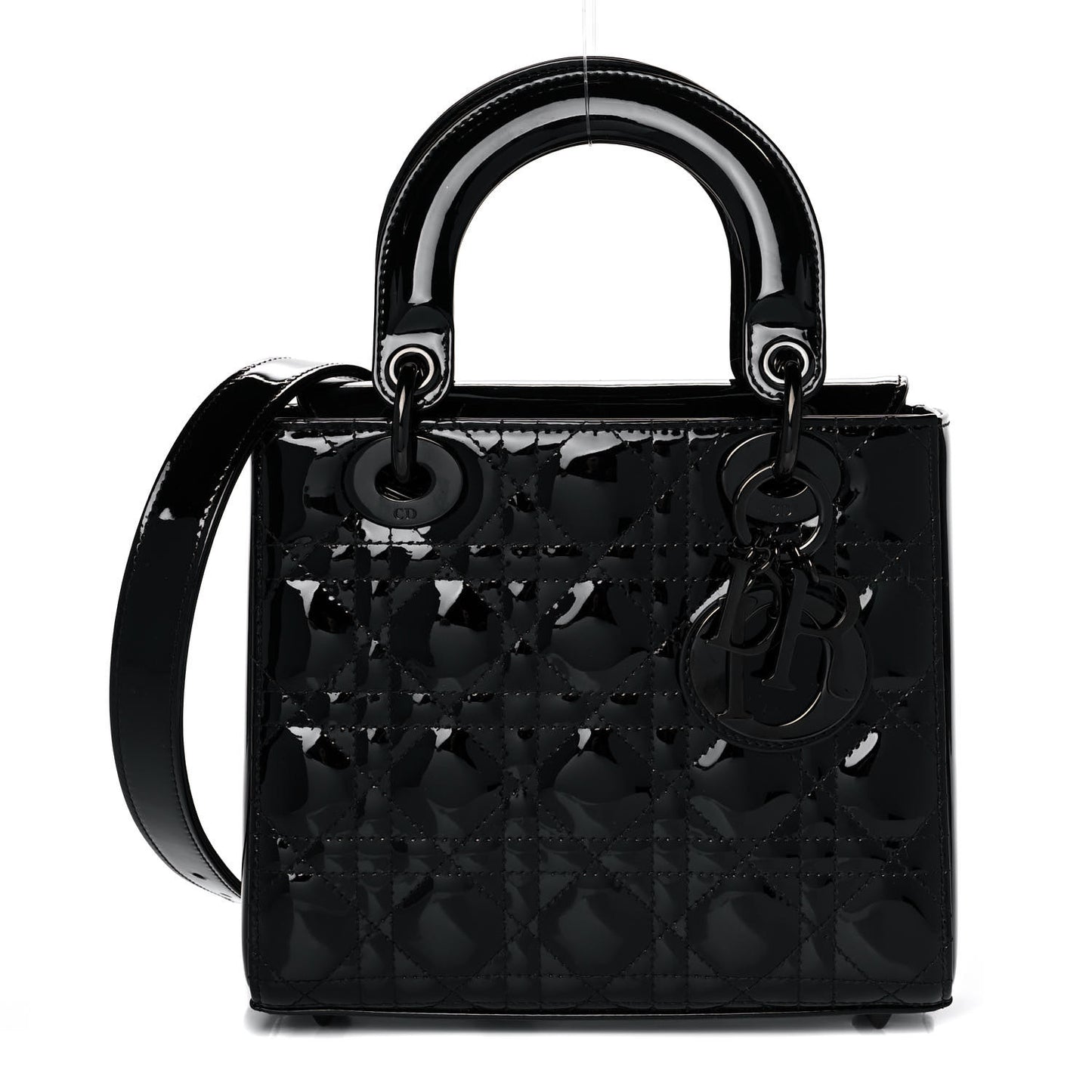 Patent Cannage Small Lady Dior Black