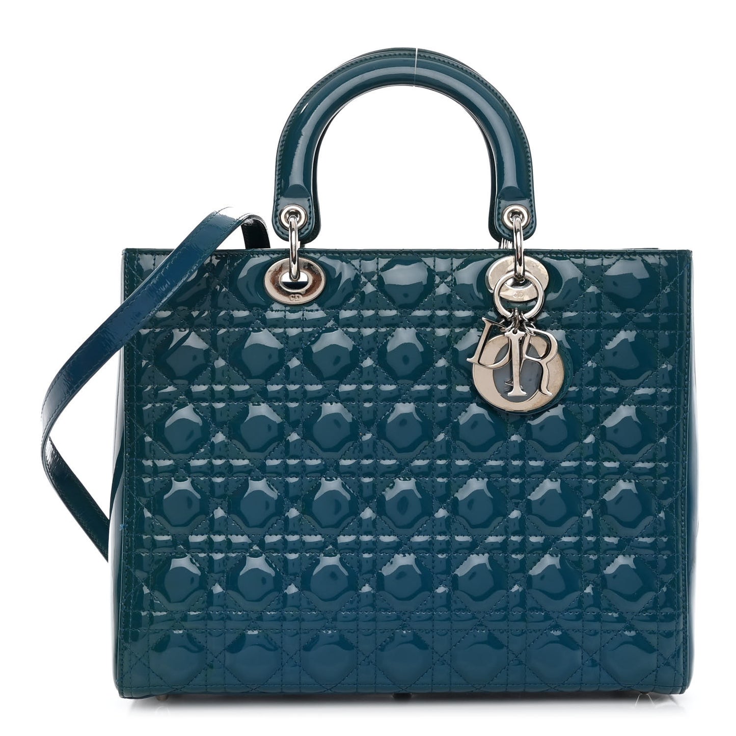 Patent Cannage Large Lady Dior Blue