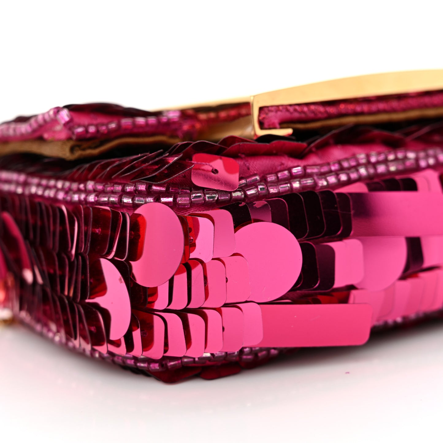 Sequin Paillettes Shiny Nappa Sex and the City Nano Maxi Buckle Baguette Charm Ciclamino Pilar