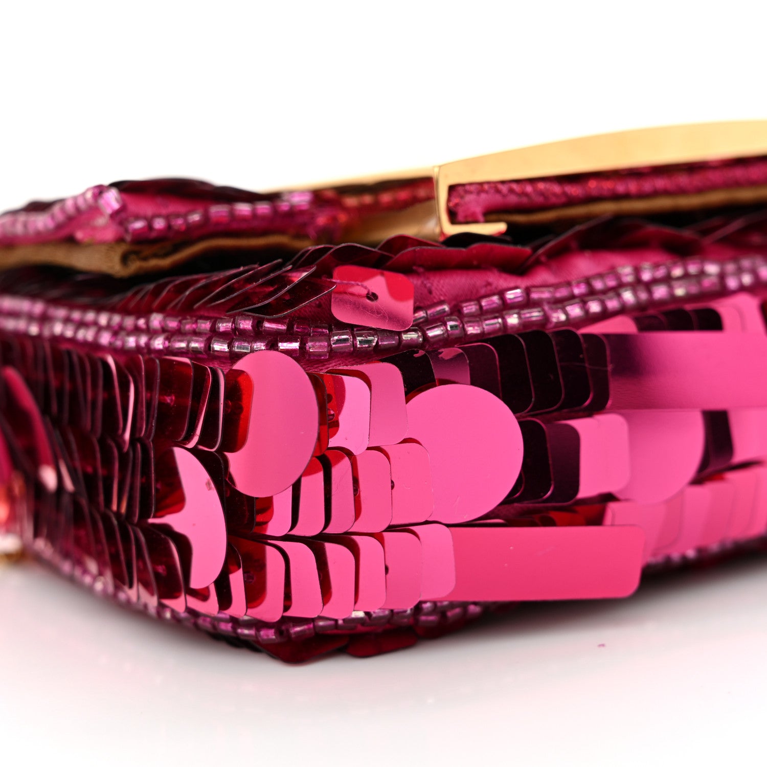 Fendi Sequin Paillettes Shiny Nappa Sex and the City Nano Maxi Buckle Baguette Charm Ciclamino Pilar 9 of 11