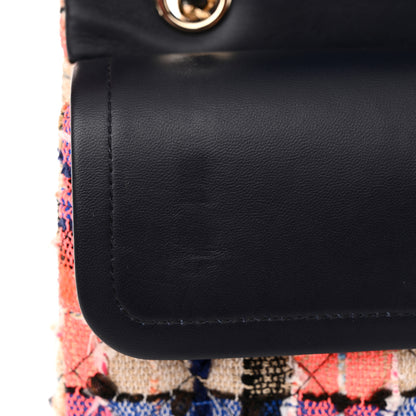 Chanel Tweed Quilted Medium Double Flap Blue Orange Yellow 12 of 14