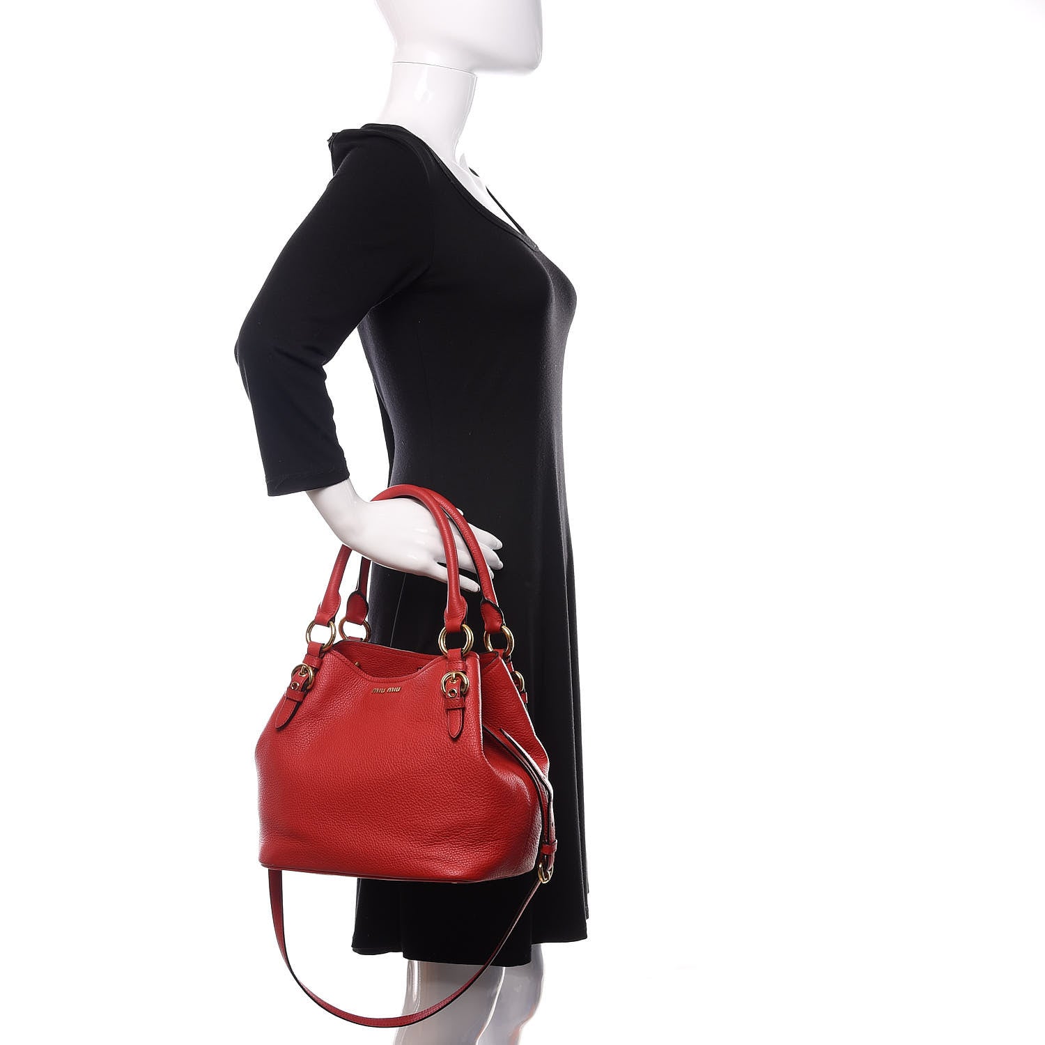 Miu Miu Vitello Phenix Shopping Tote Rosso 3 of 10
