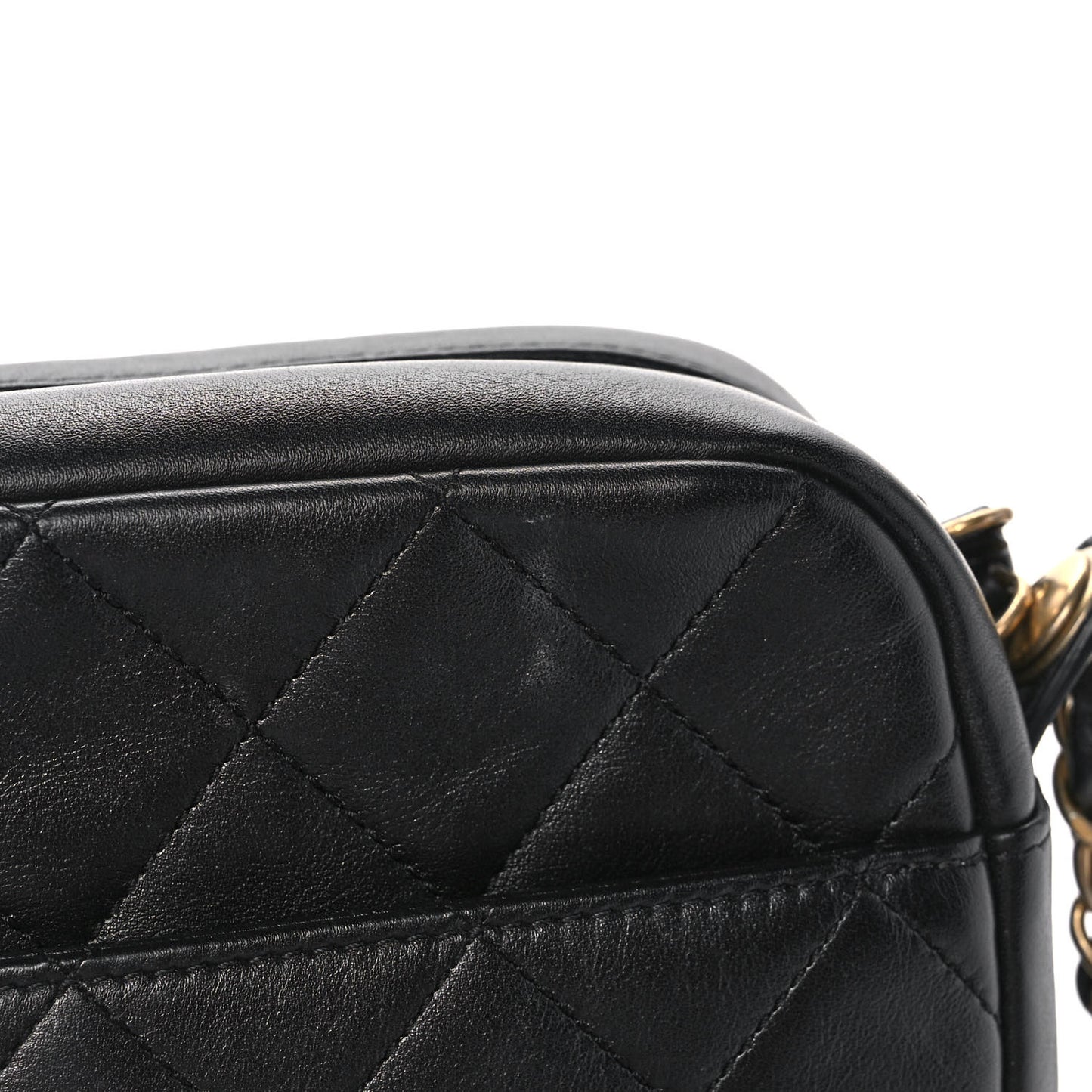 Calfskin Quilted Enchained Camera Case Bag Black
