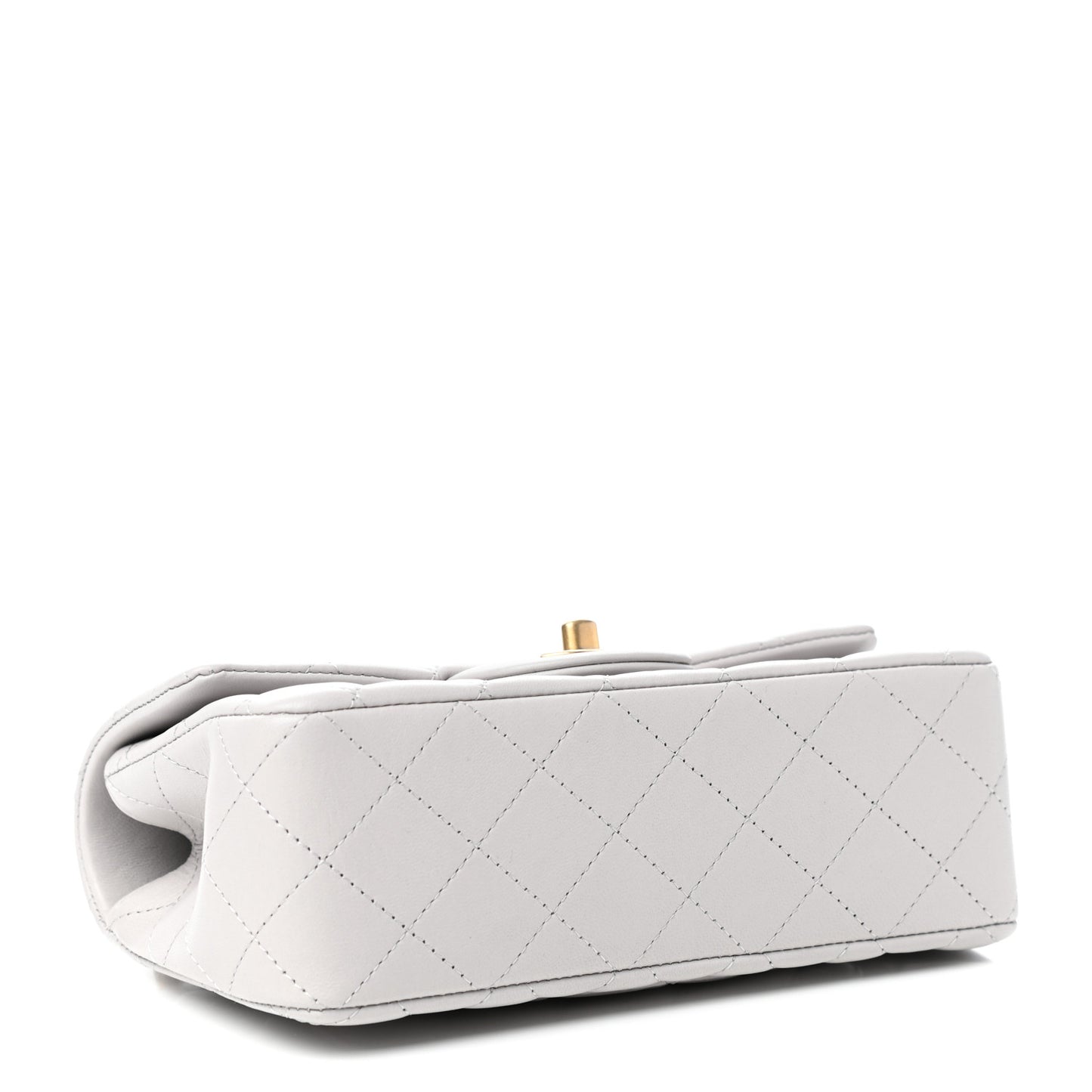 Lambskin Quilted Mini Top Handle Rectangular Flap Grey