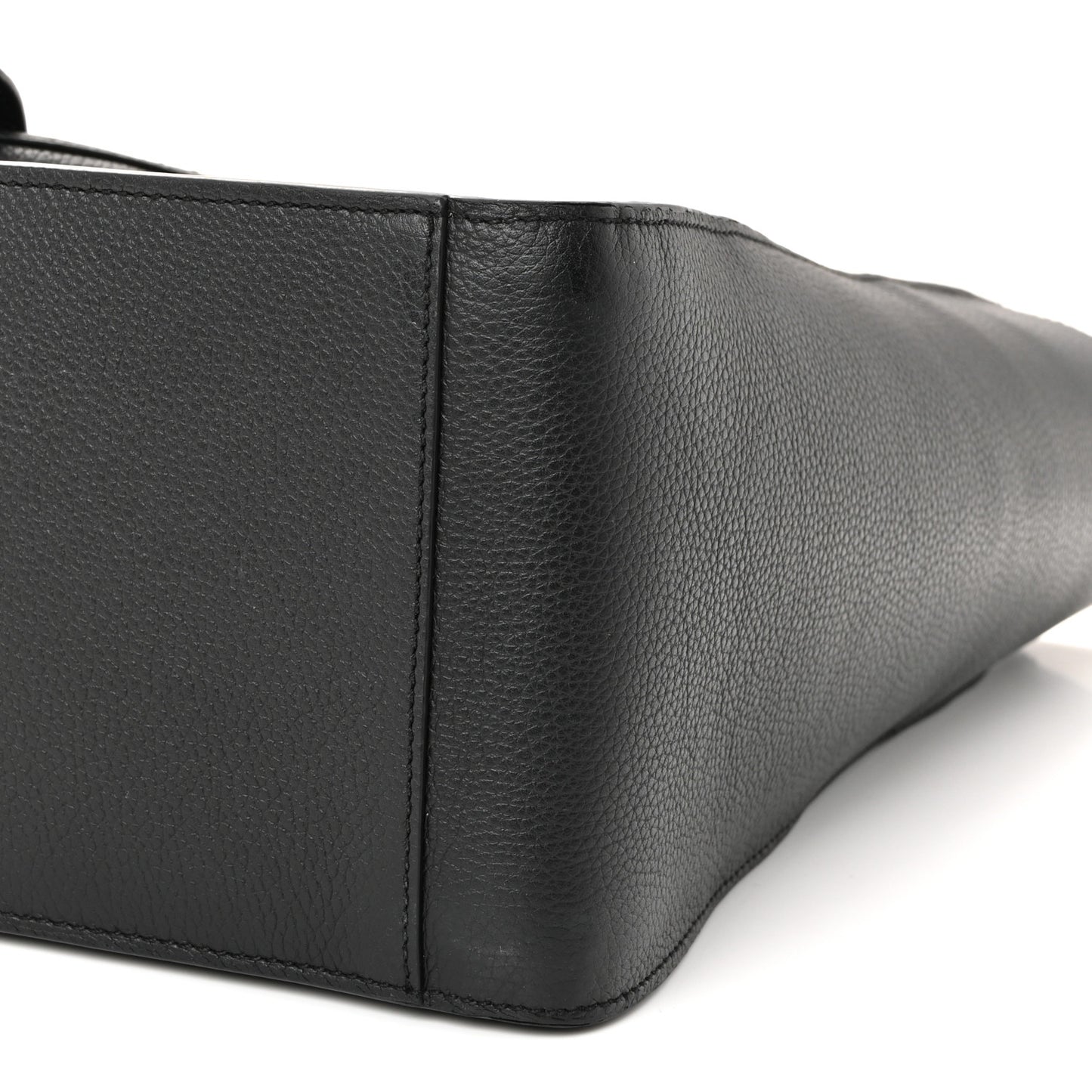 Grained Calfskin Saddle Tote Black
