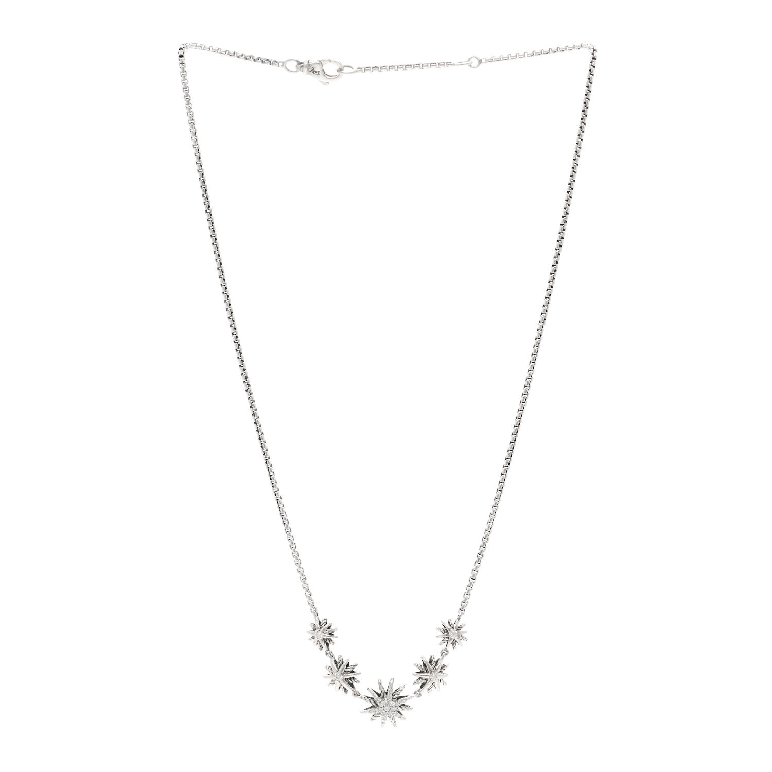 David Yurman Sterling Silver Diamond Starburst 5 Station Necklace 3 of 5