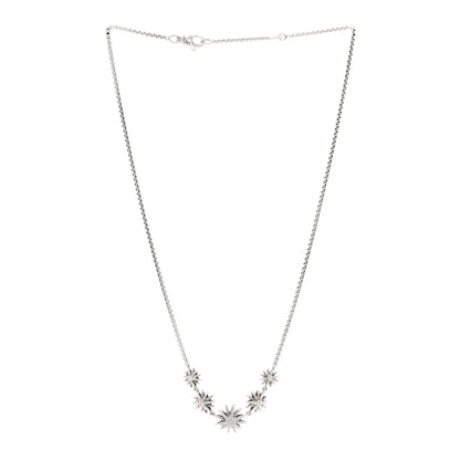 David Yurman Sterling Silver Diamond Starburst 5 Station Necklace 3 of 5