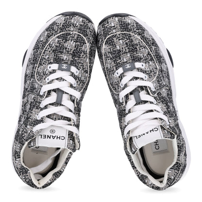 Chanel Tweed Mens CC Sneakers 41 Grey Black 2 of 10