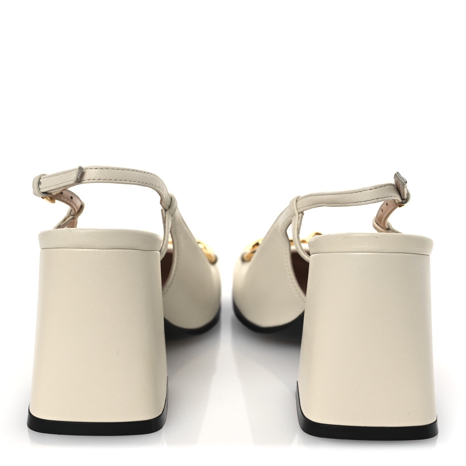 Gucci Malaga Kid Horsebit 75mm Slingback Pumps 36 Mystic White 6 of 11