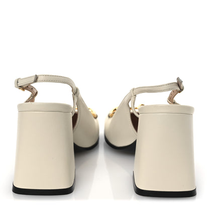 Gucci Malaga Kid Horsebit 75mm Slingback Pumps 36 Mystic White 6 of 11